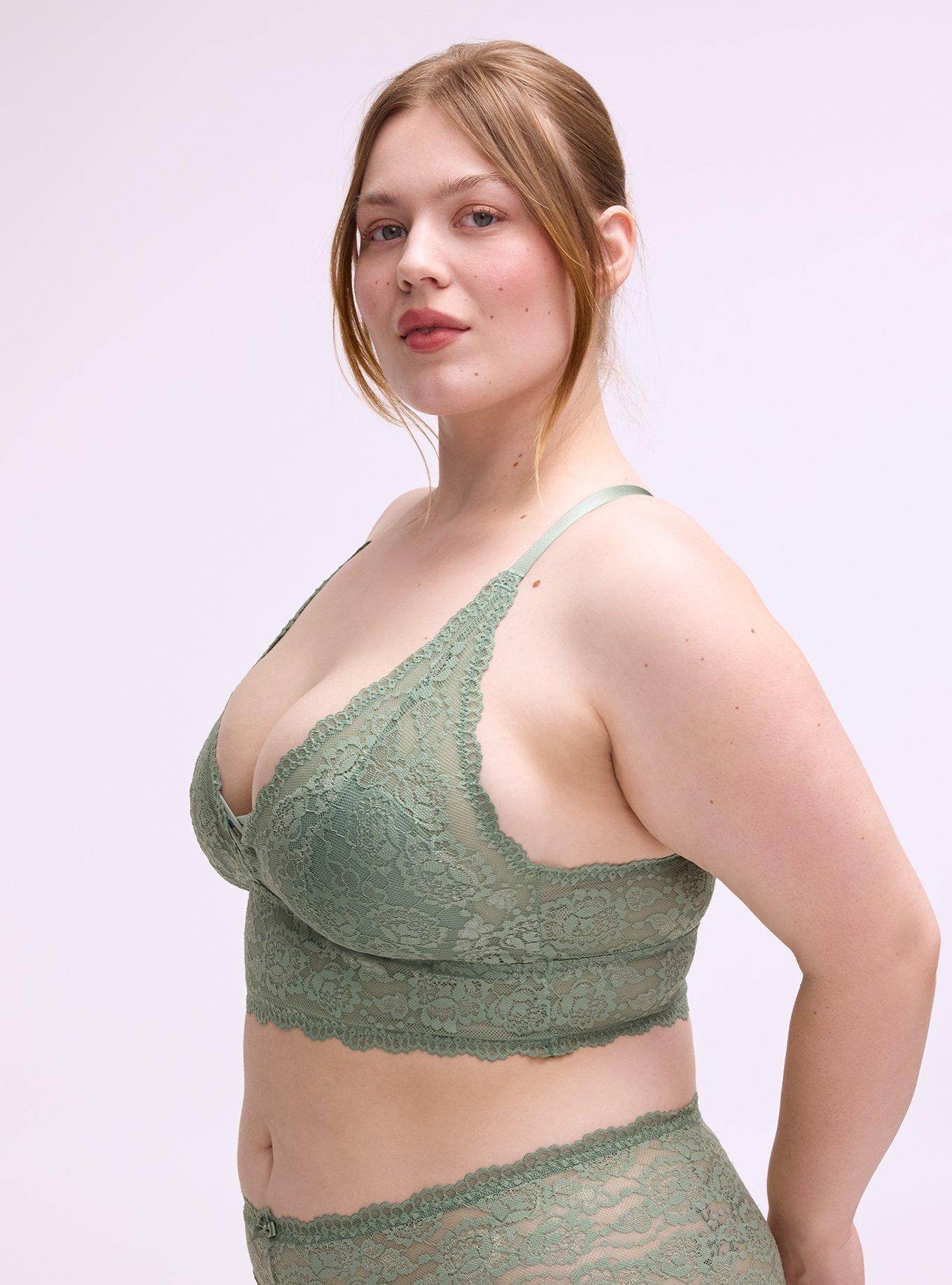 Lightly Lined XO Lace Bralette, HEDGE GREEN, alternate