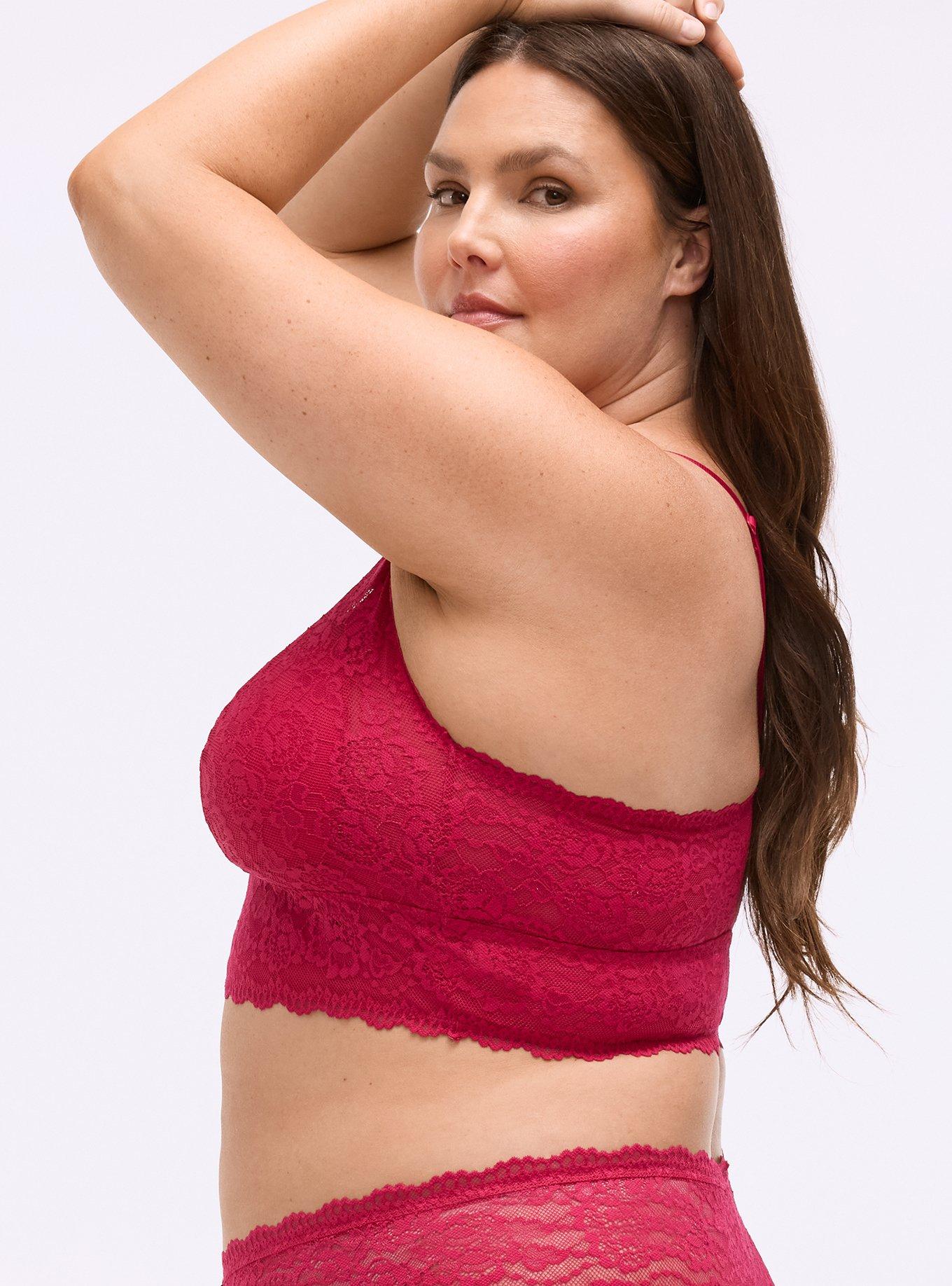 Lightly Lined XO Lace Bralette, CERISE, alternate