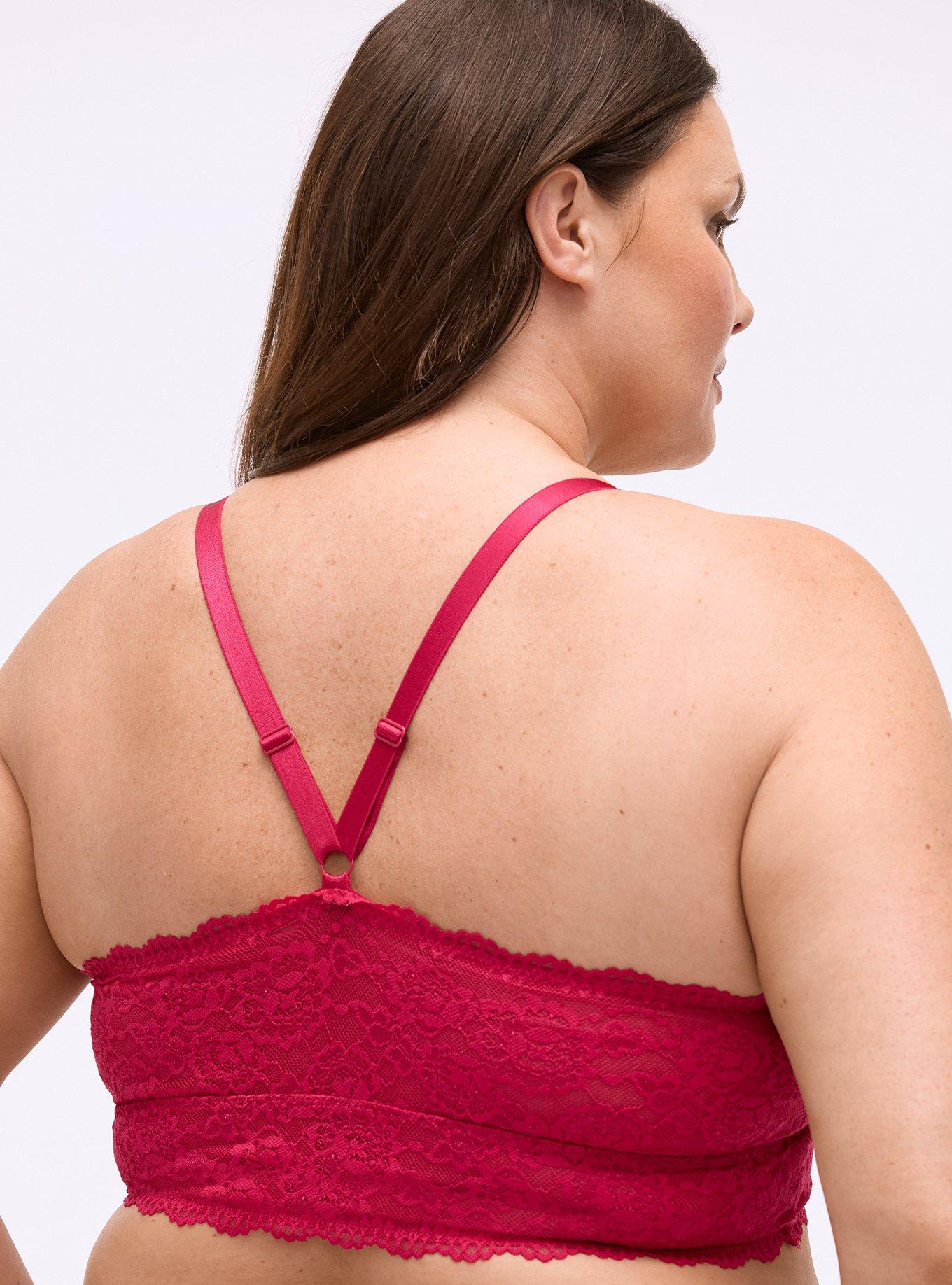 Lightly Lined XO Lace Bralette, CERISE, alternate