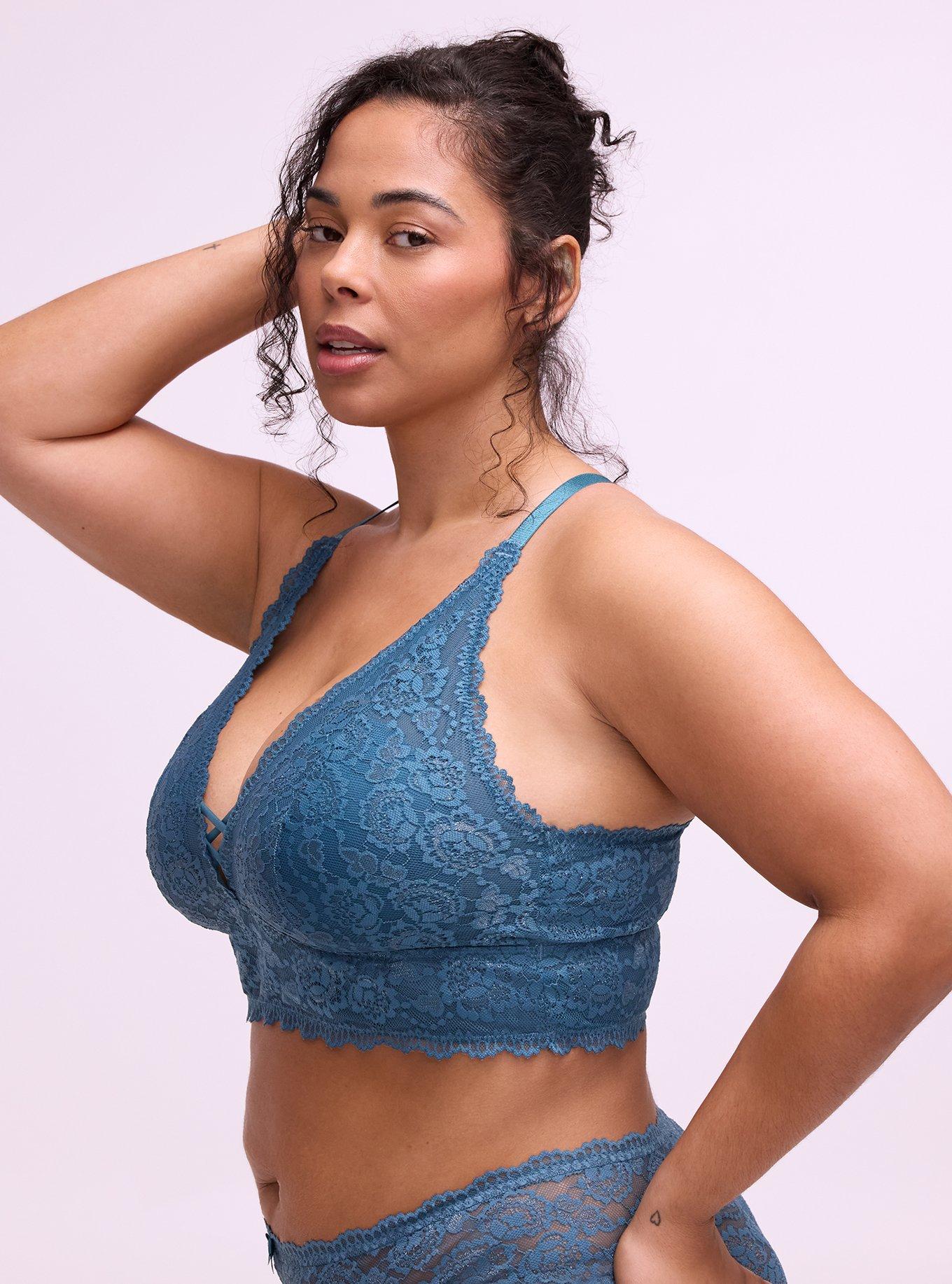 Lightly Lined XO Lace Bralette, MALLARD BLUE, alternate