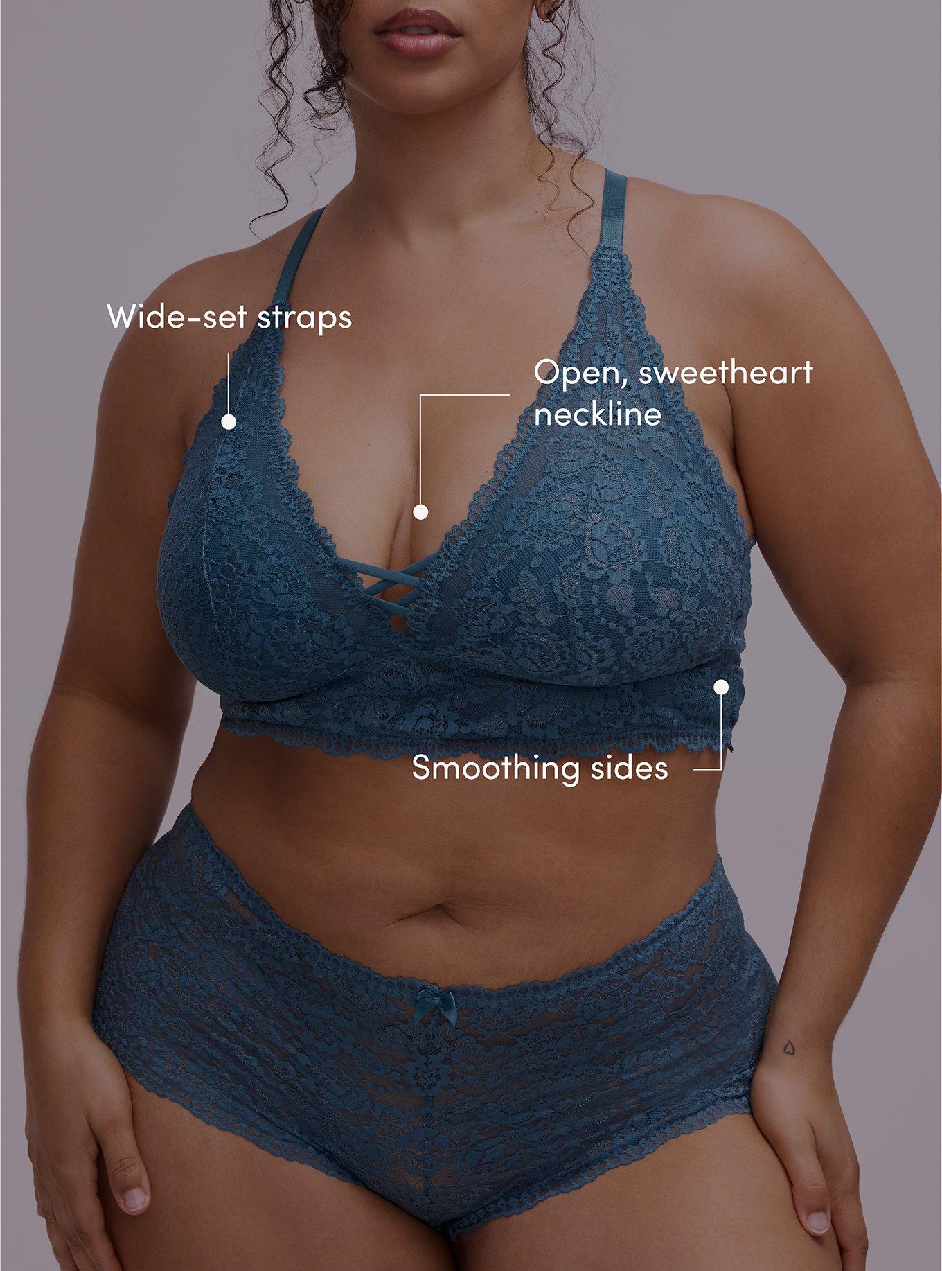 Lightly Lined XO Lace Bralette, MALLARD BLUE, alternate