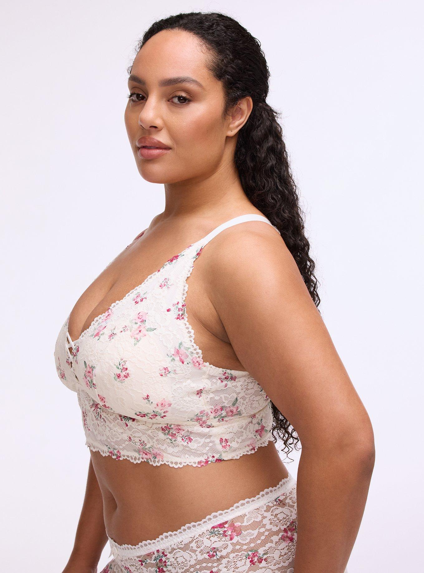 Lightly Lined XO Lace Bralette, SELLY FLORAL PINK, alternate