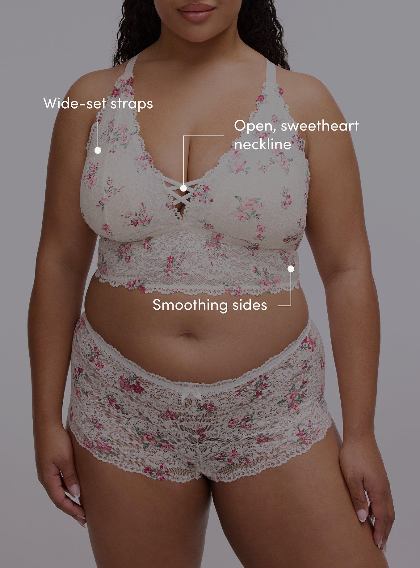 Lightly Lined XO Lace Bralette, SELLY FLORAL PINK, alternate