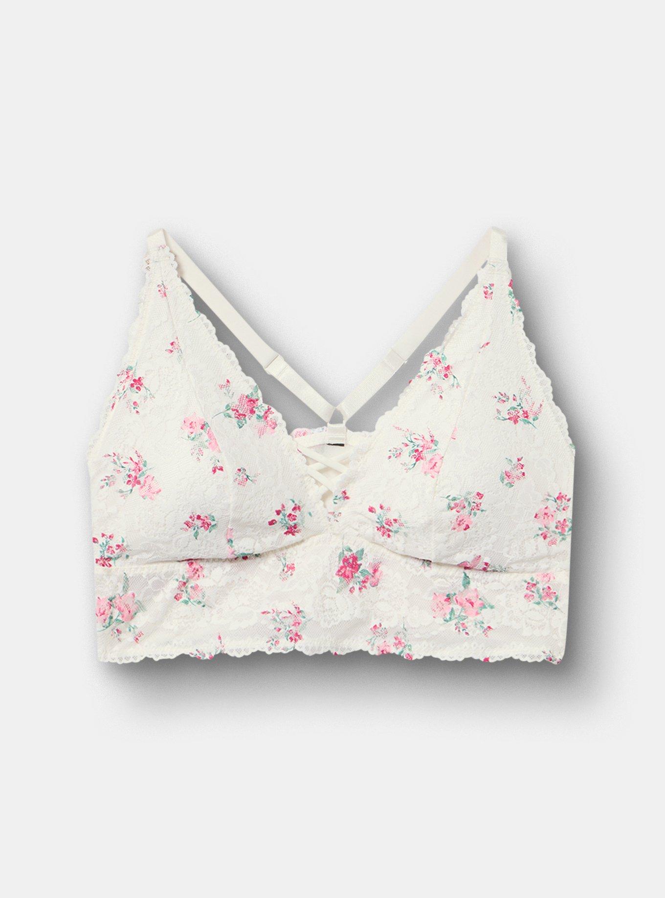 Lightly Lined XO Lace Bralette, SELLY FLORAL PINK, hi-res