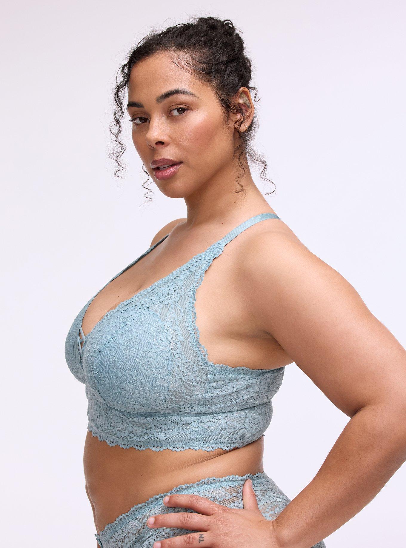 Lightly Lined XO Lace Bralette, STONE BLUE, alternate