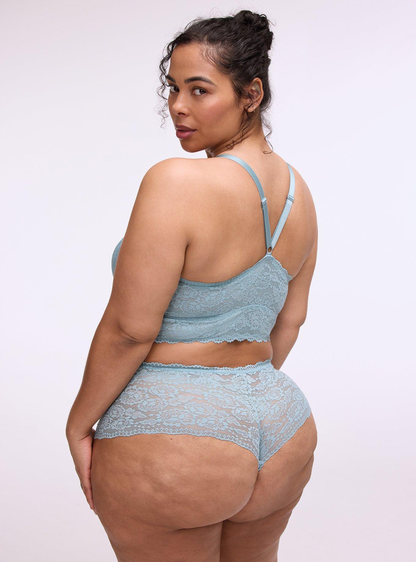 Lightly Lined XO Lace Bralette, STONE BLUE, alternate