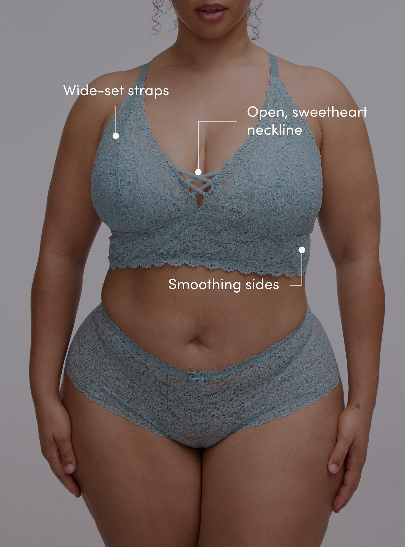 Lightly Lined XO Lace Bralette, STONE BLUE, alternate