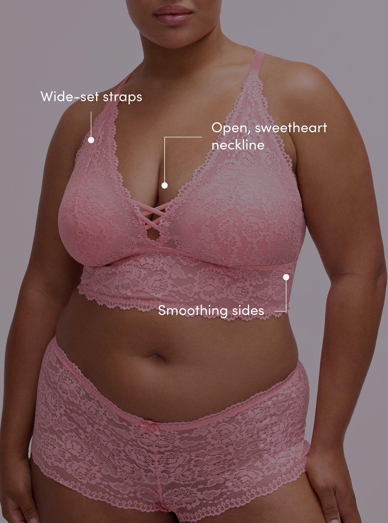 Lightly Lined XO Lace Bralette, FLAMINGO PINK, alternate