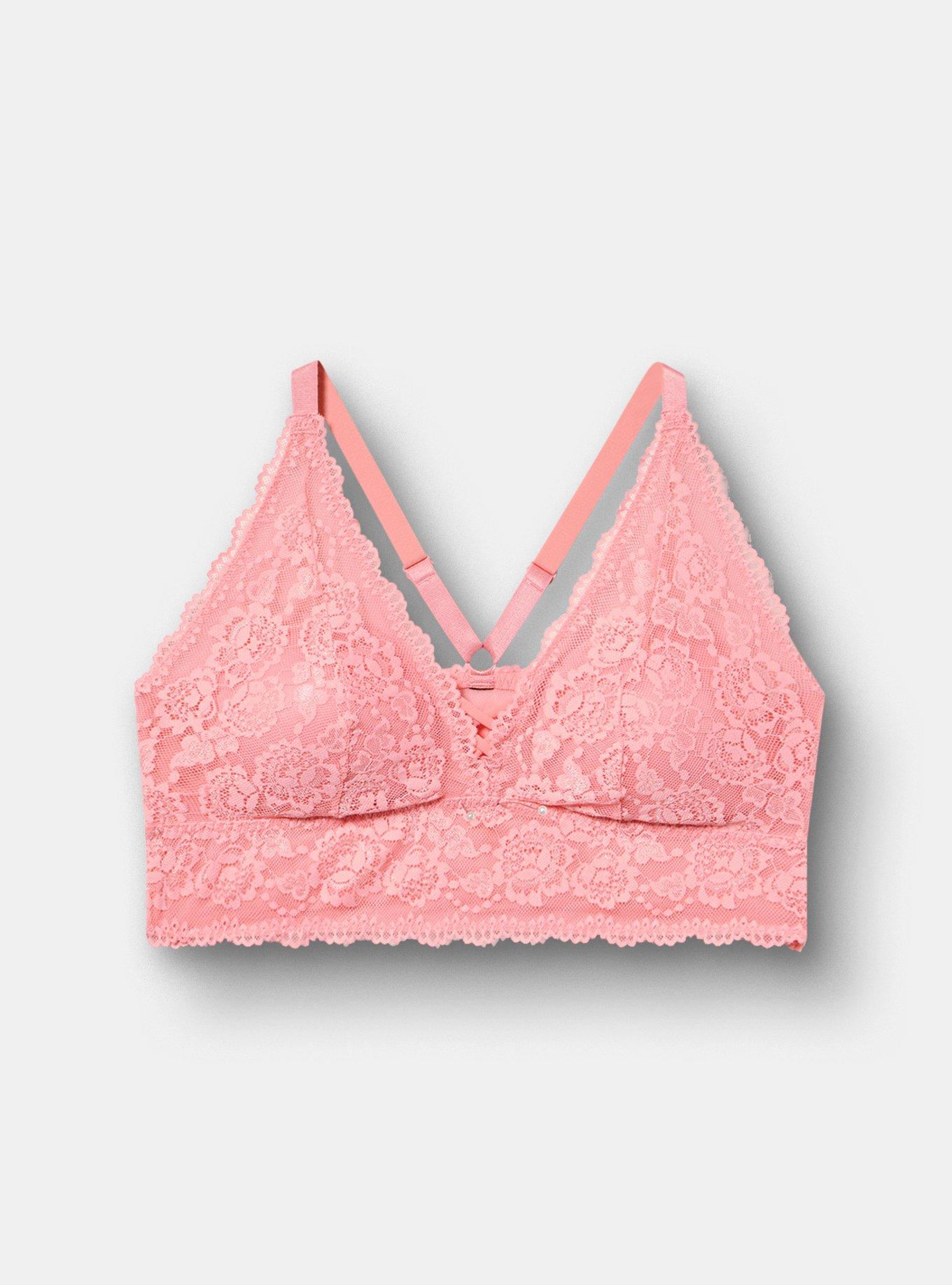 Lightly Lined XO Lace Bralette, FLAMINGO PINK, hi-res