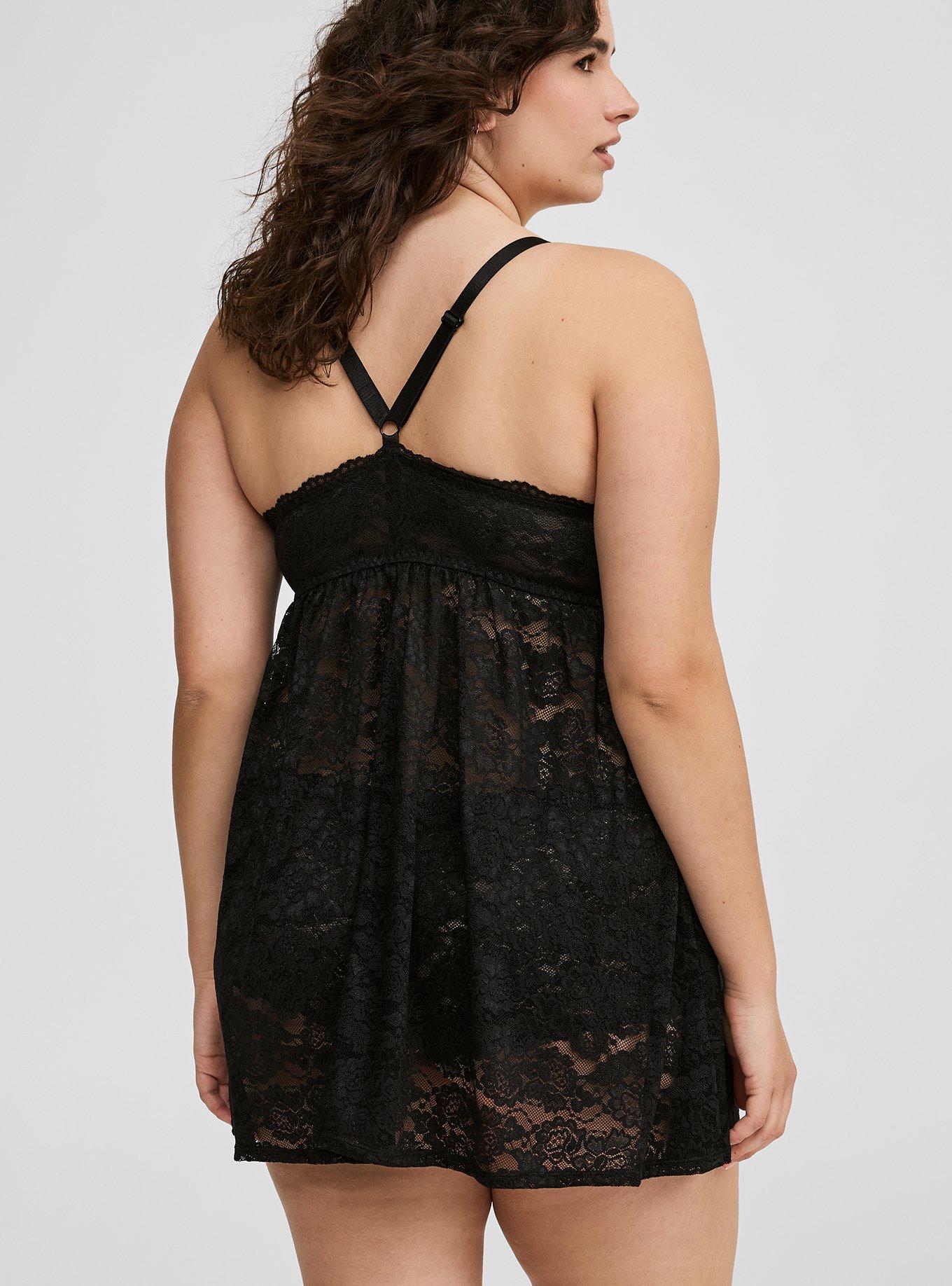 Simply Lace Xo Front Babydoll, RICH BLACK, alternate