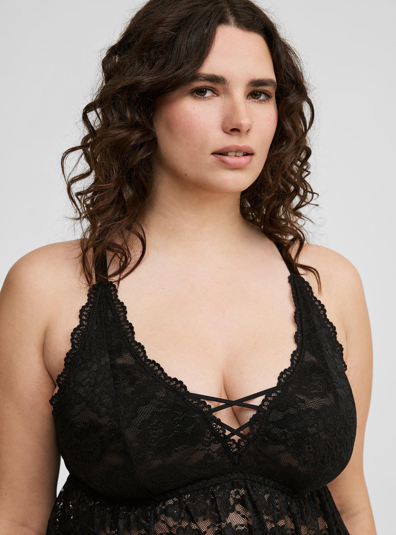 Simply Lace Xo Front Babydoll, RICH BLACK, alternate