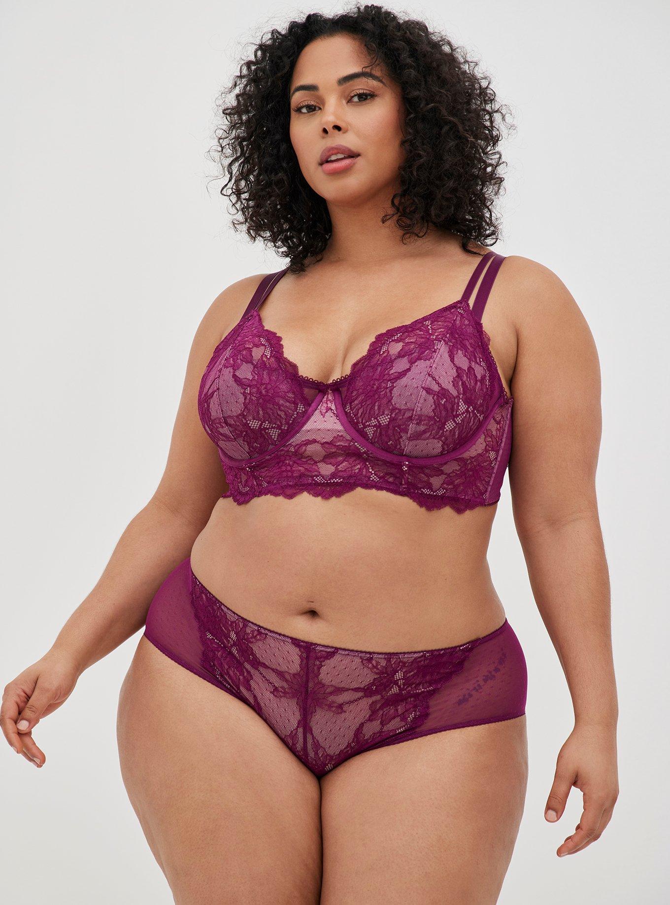 Plus Size - Dot Lace Hipster Panty With Keyhole Back - Torrid