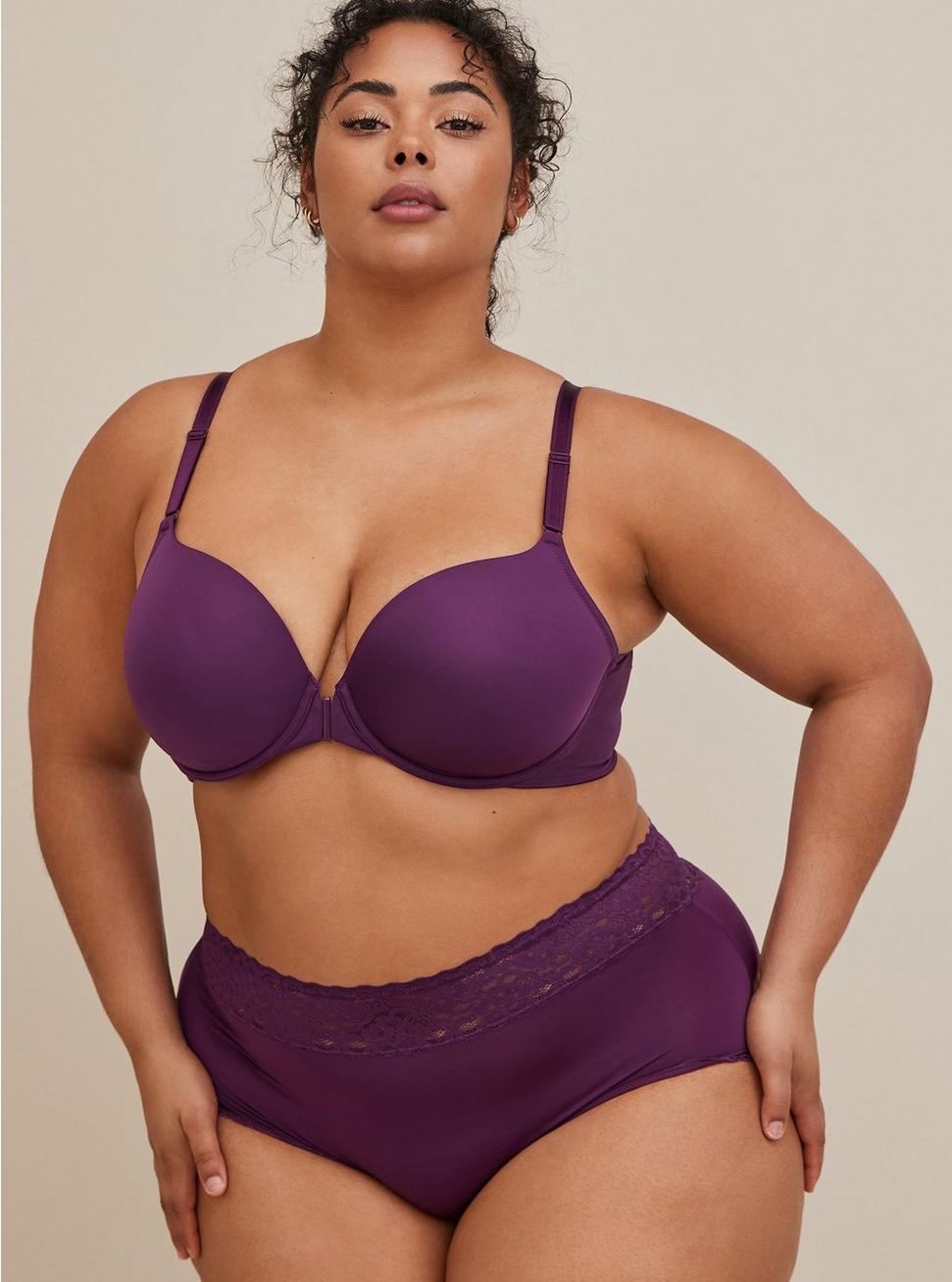 Plus Size T-Shirt Lightly Lined Smooth Ultimate Smoothing™ Bra, DEEP PURPLE, alternate