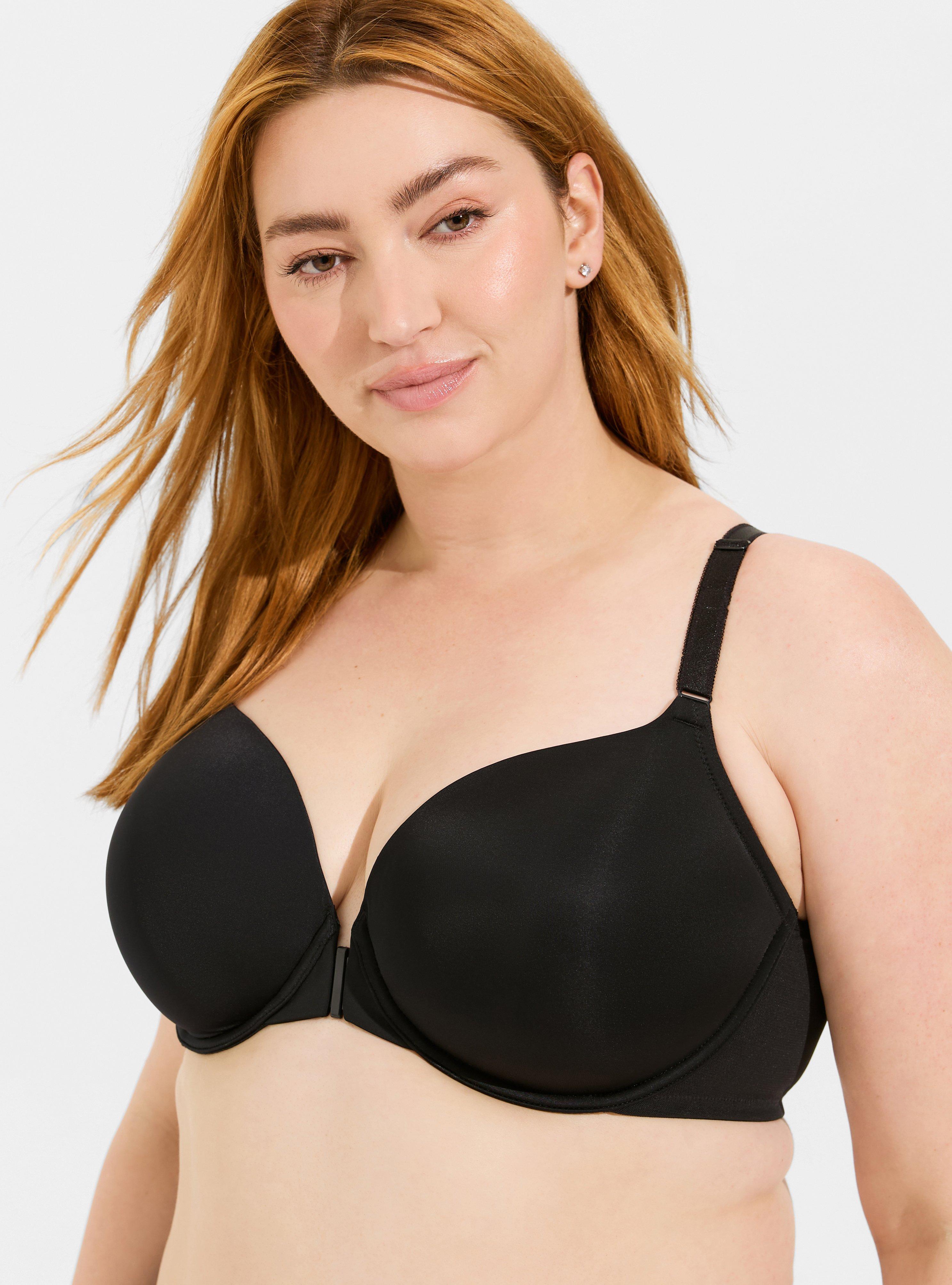 Torrid Curve Bra Women's 38DD Black Lace Lightly Lined Front Closure  T-Shirt