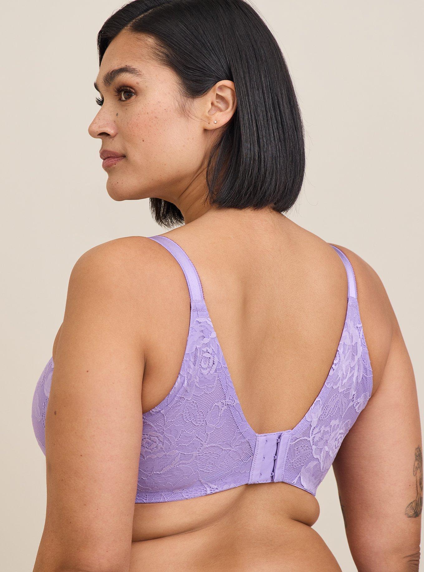 Plus Size - Lightly Lined Full Coverage Balconette Bra - Lace Purple with  360° Back Smoothing™ - Torrid