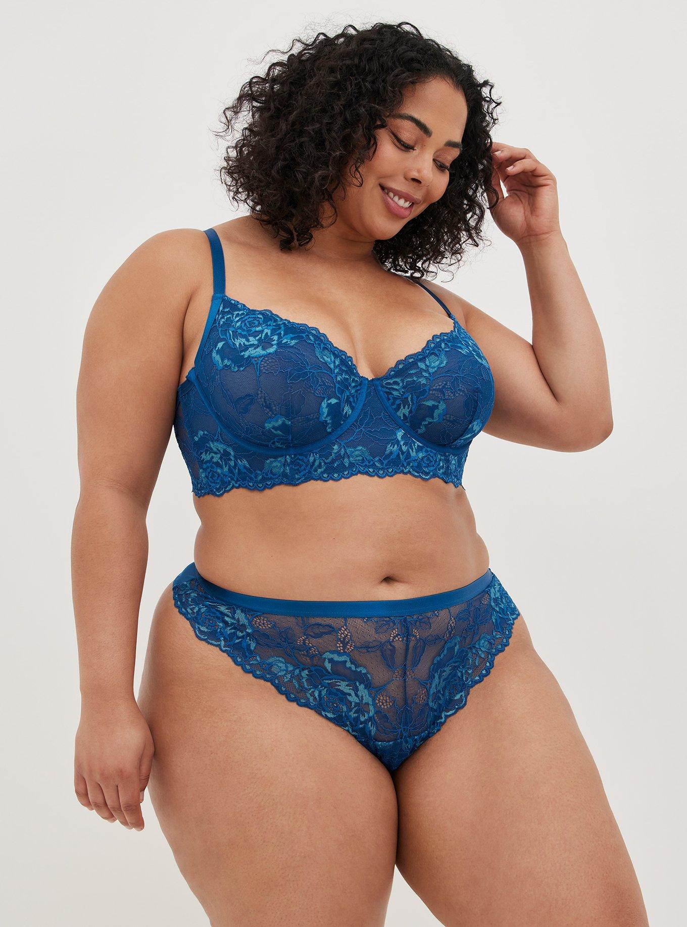 Women's Plus Size All Over Lace Thong Auden Blue 4X, Blue, 4X