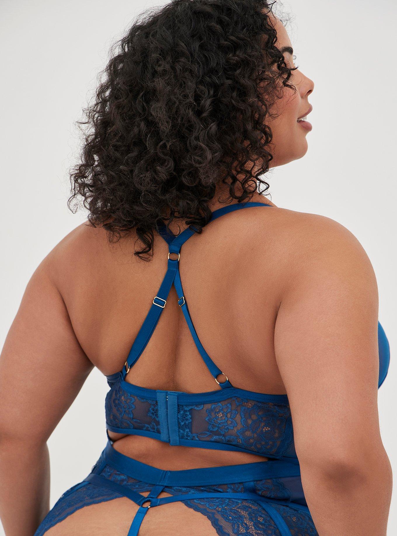 Plus Size - Unlined Underwire Thong Bodysuit - Lace Sea Blue - Torrid