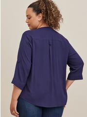 Plus Size Harper Rayon Slub Pullover 3/4 Sleeve Blouse, PEACOAT, alternate