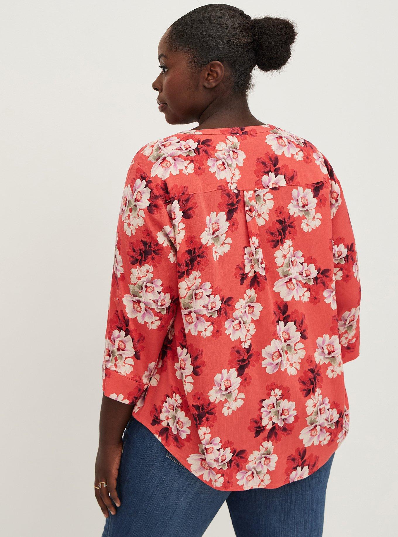 Plus Size - Harper Rayon Slub Pullover 3/4 Sleeve Blouse - Torrid