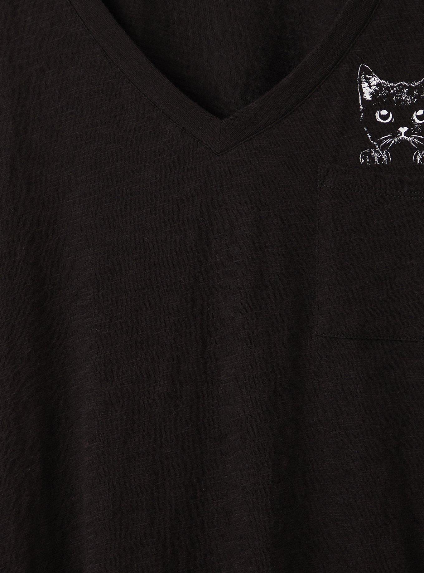 Plus Size Pocket Tee - Heritage Slub Cat Black, DEEP BLACK, alternate