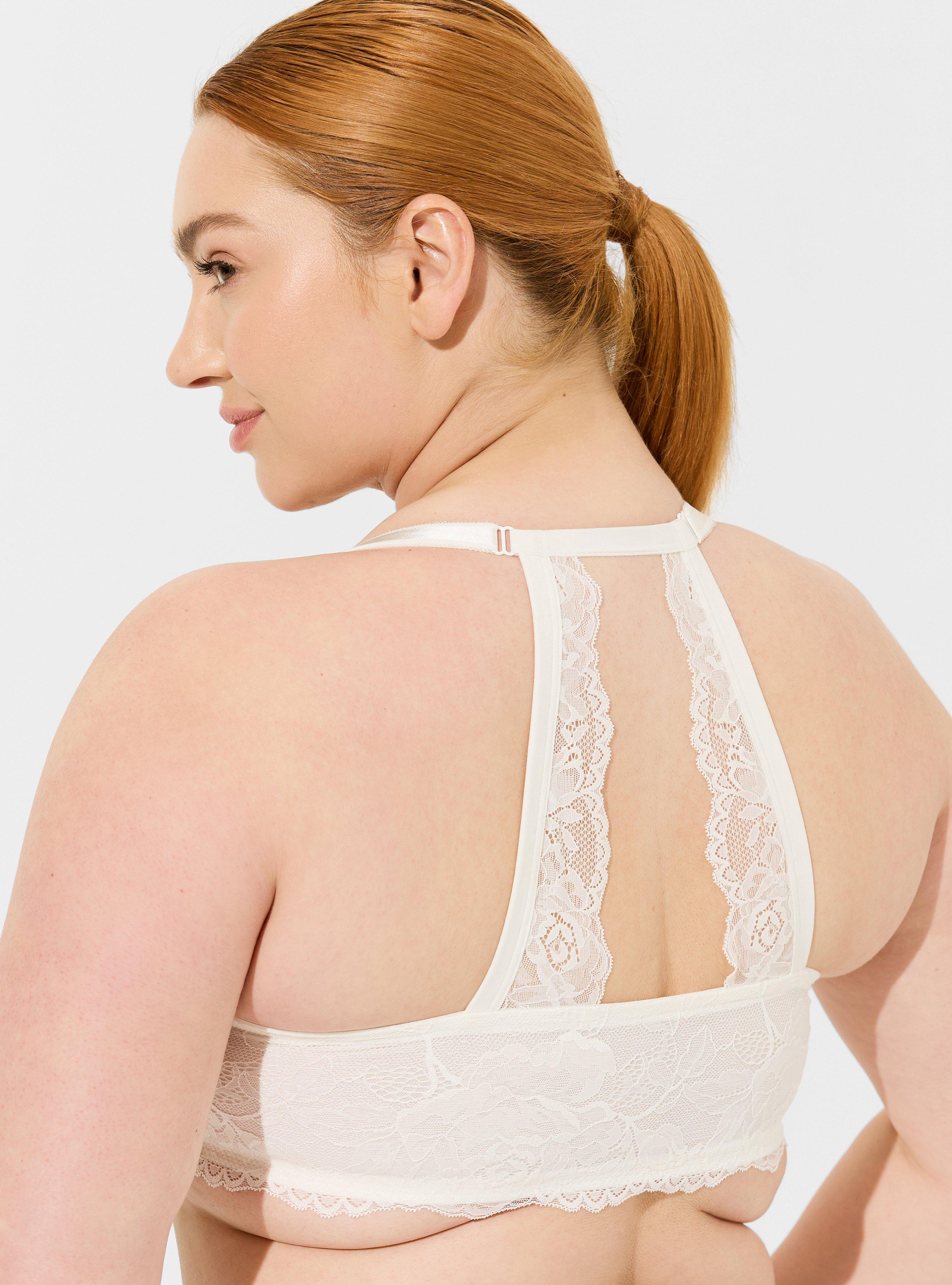 Full Figure Lace White Racerback Bra