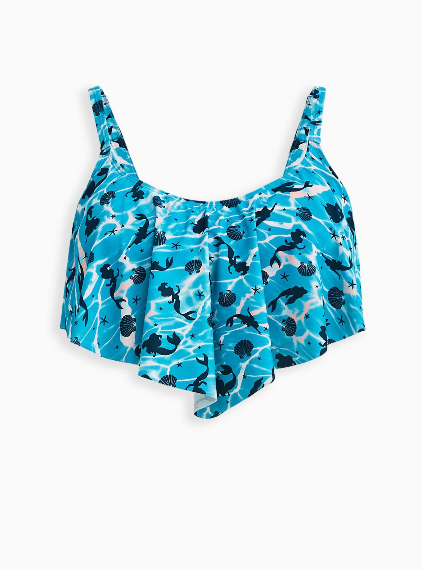 Plus Size - Disney The Little Mermaid Flounce Swim Bikini Top