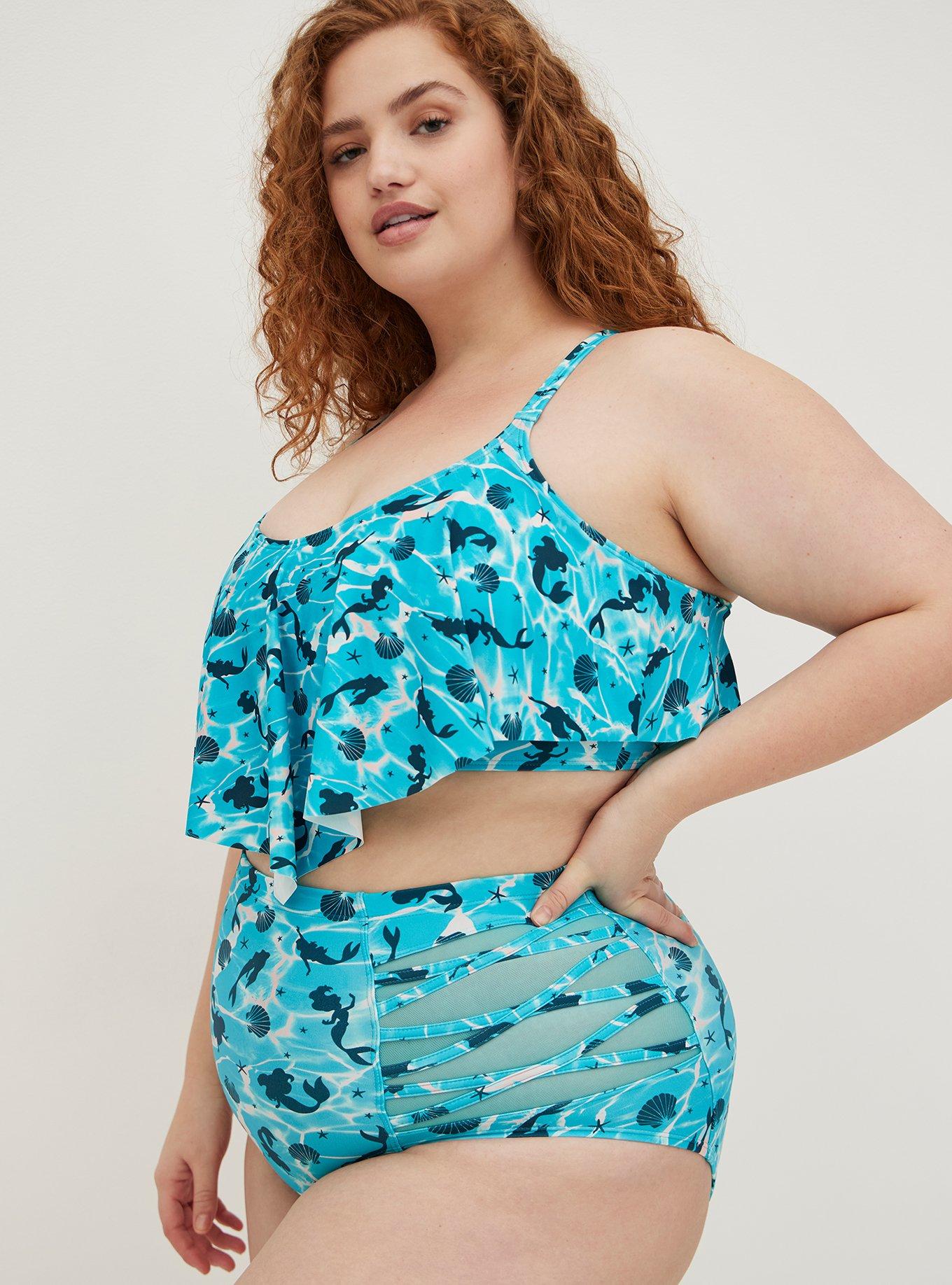 Plus Size - Disney The Little Mermaid High Waist Swim Bottom - Ariel Blue -  Torrid