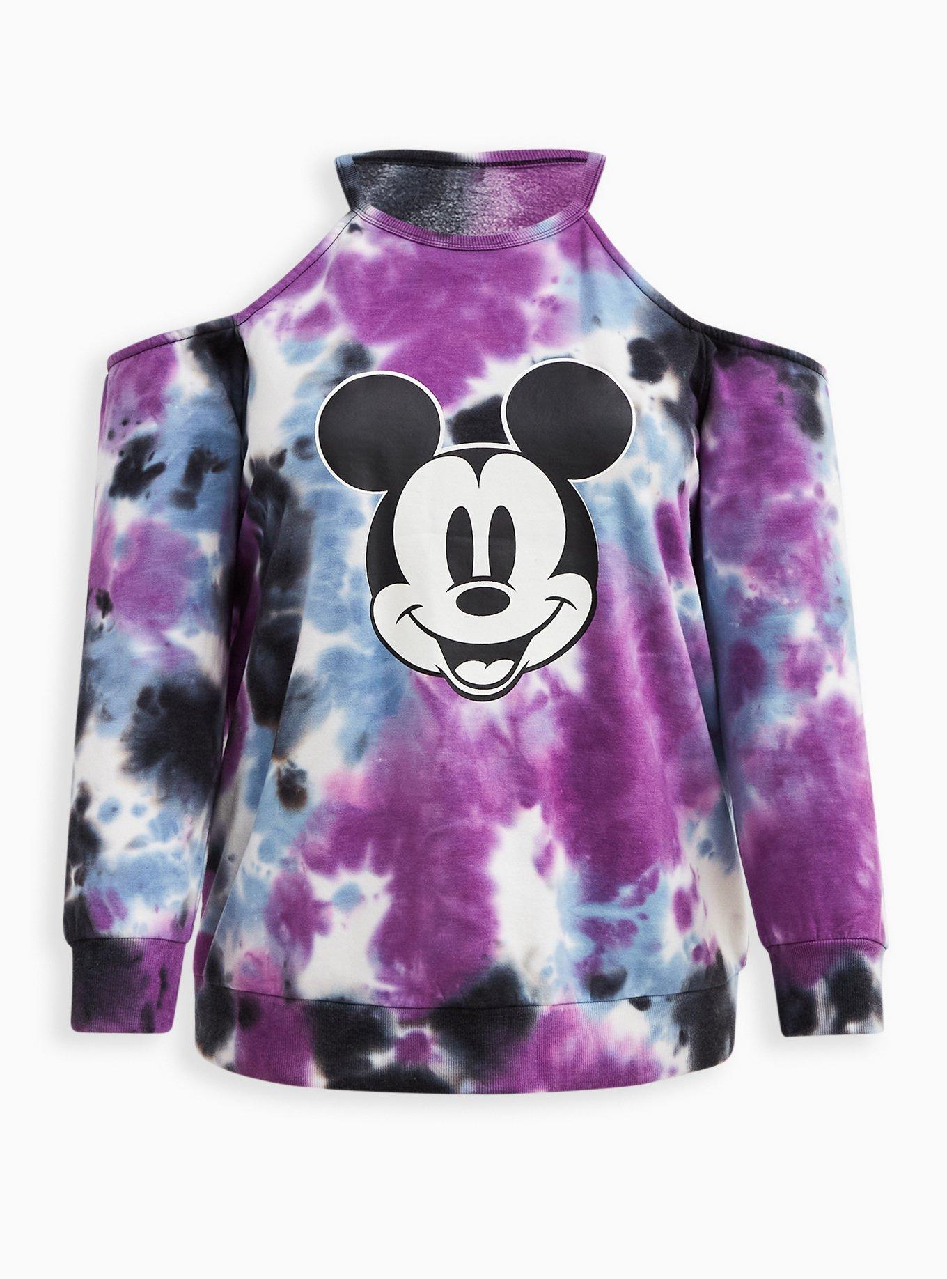 Plus Size - Cold Shoulder Sweatshirt - Disney Mickey Mouse Tie Dye - Torrid
