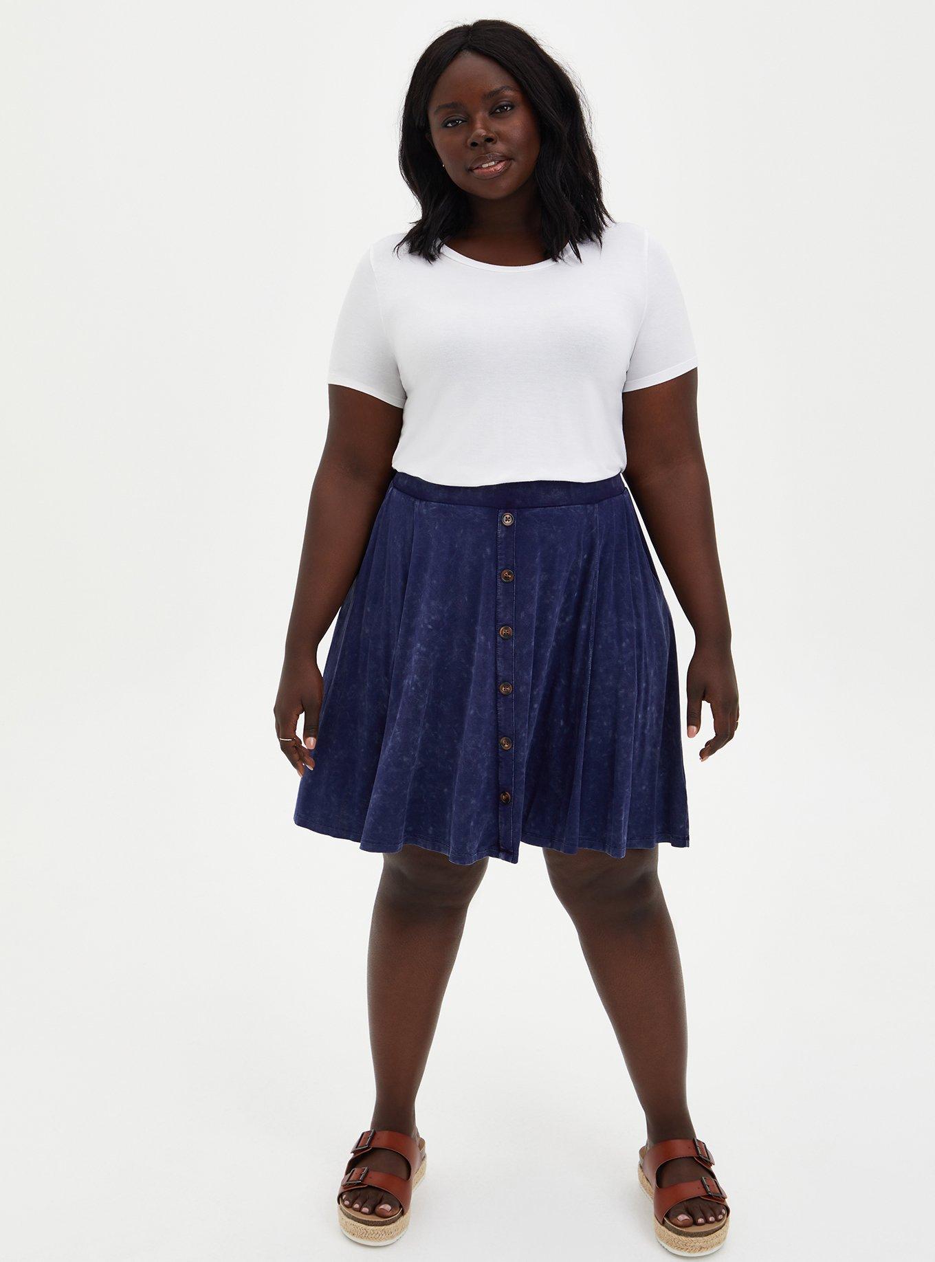 Plus Size Mini Super Soft Button Up Skirt Torrid