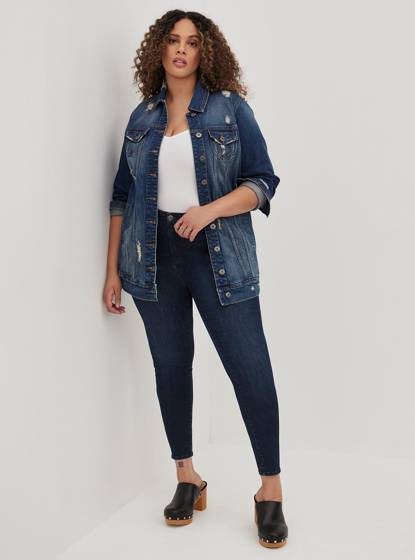 Longline Denim Jacket - Medium Wash, MEDIUM WASH, alternate