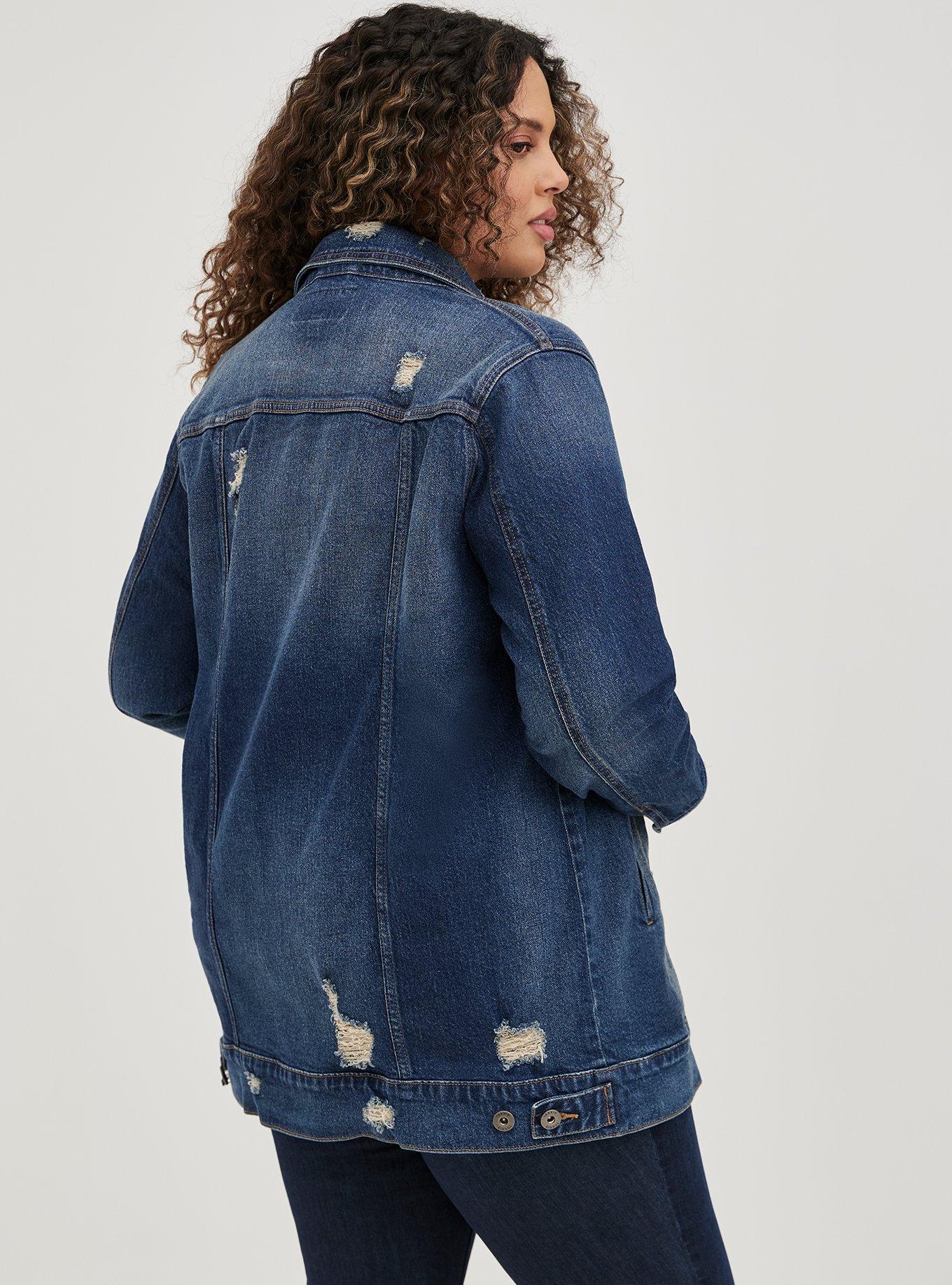 Longline Denim Jacket - Medium Wash, MEDIUM WASH, alternate