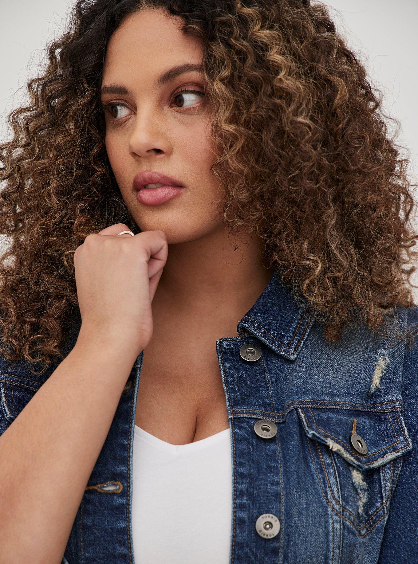 Longline Denim Jacket - Medium Wash, MEDIUM WASH, alternate