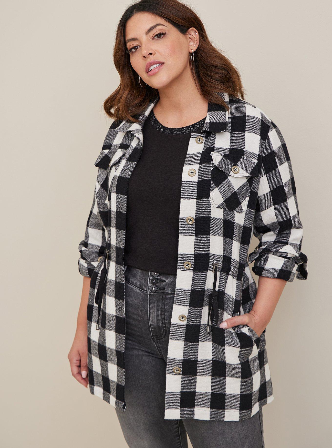 New PLUS SIZE Women BLACK & WHITE PLAID LOOSE FIT DRESS POCKETS 1X 2X 3X USA