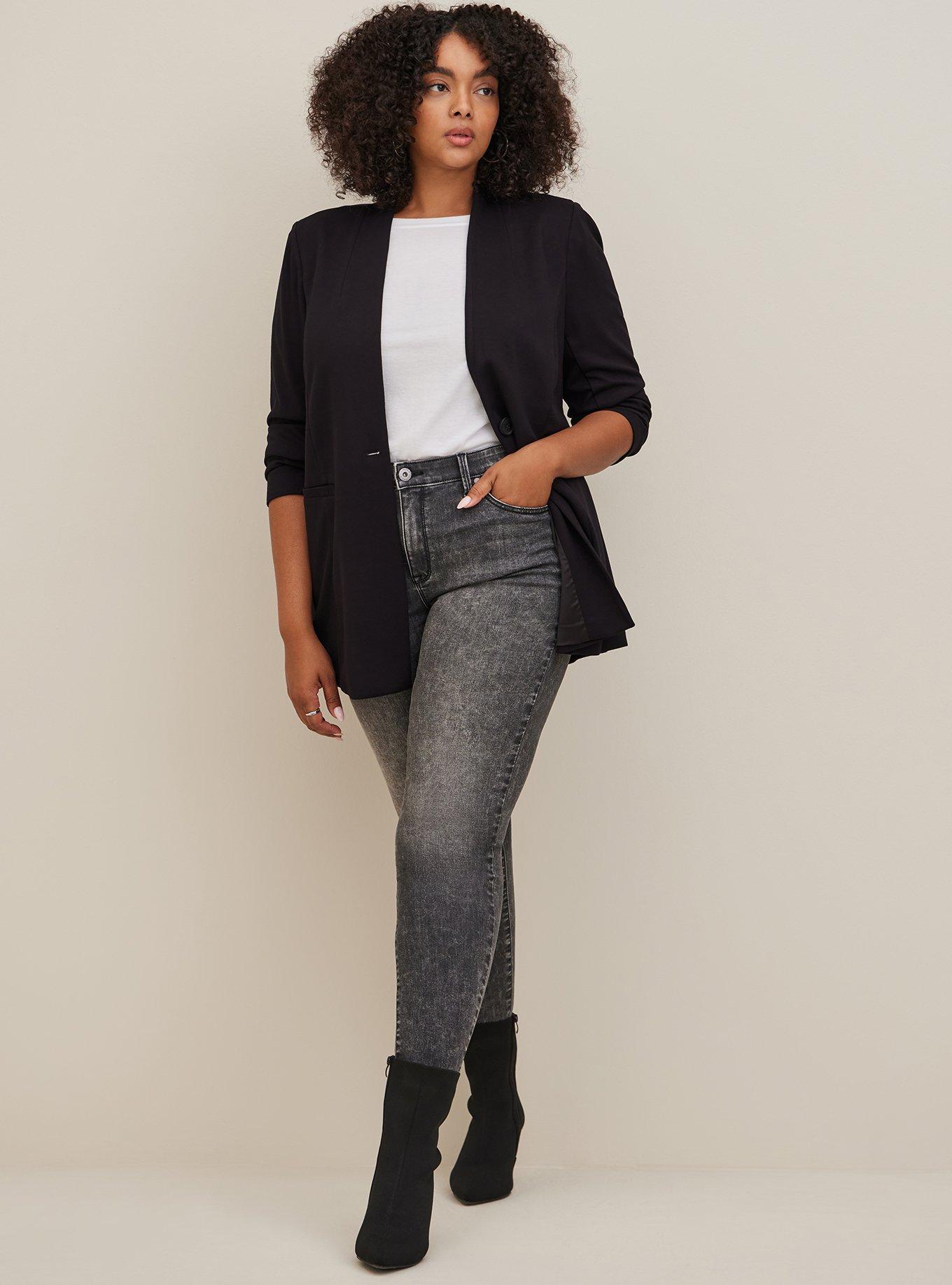 Plus Size - Longline Blazer - Lightweight Ponte Black - Torrid