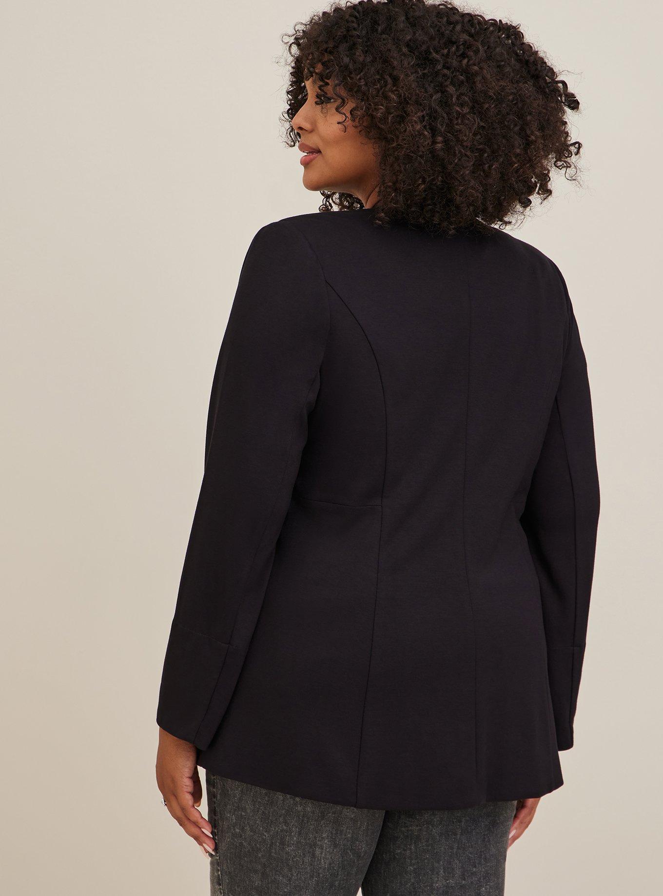 Plus Size - Longline Blazer - Lightweight Ponte Black - Torrid