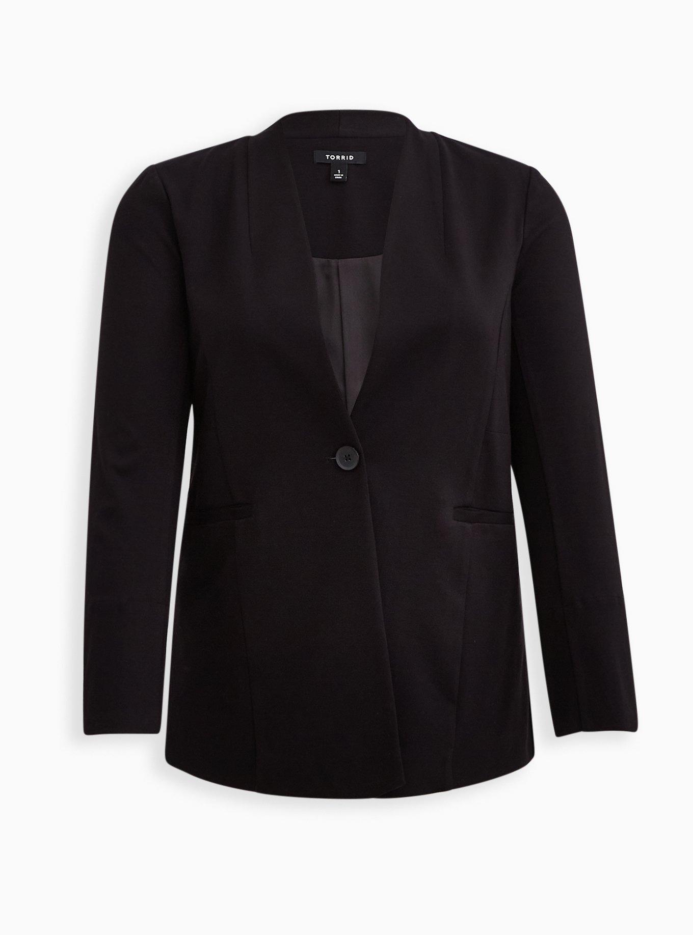 Plus Size Longline Blazer Lightweight Ponte Black Torrid