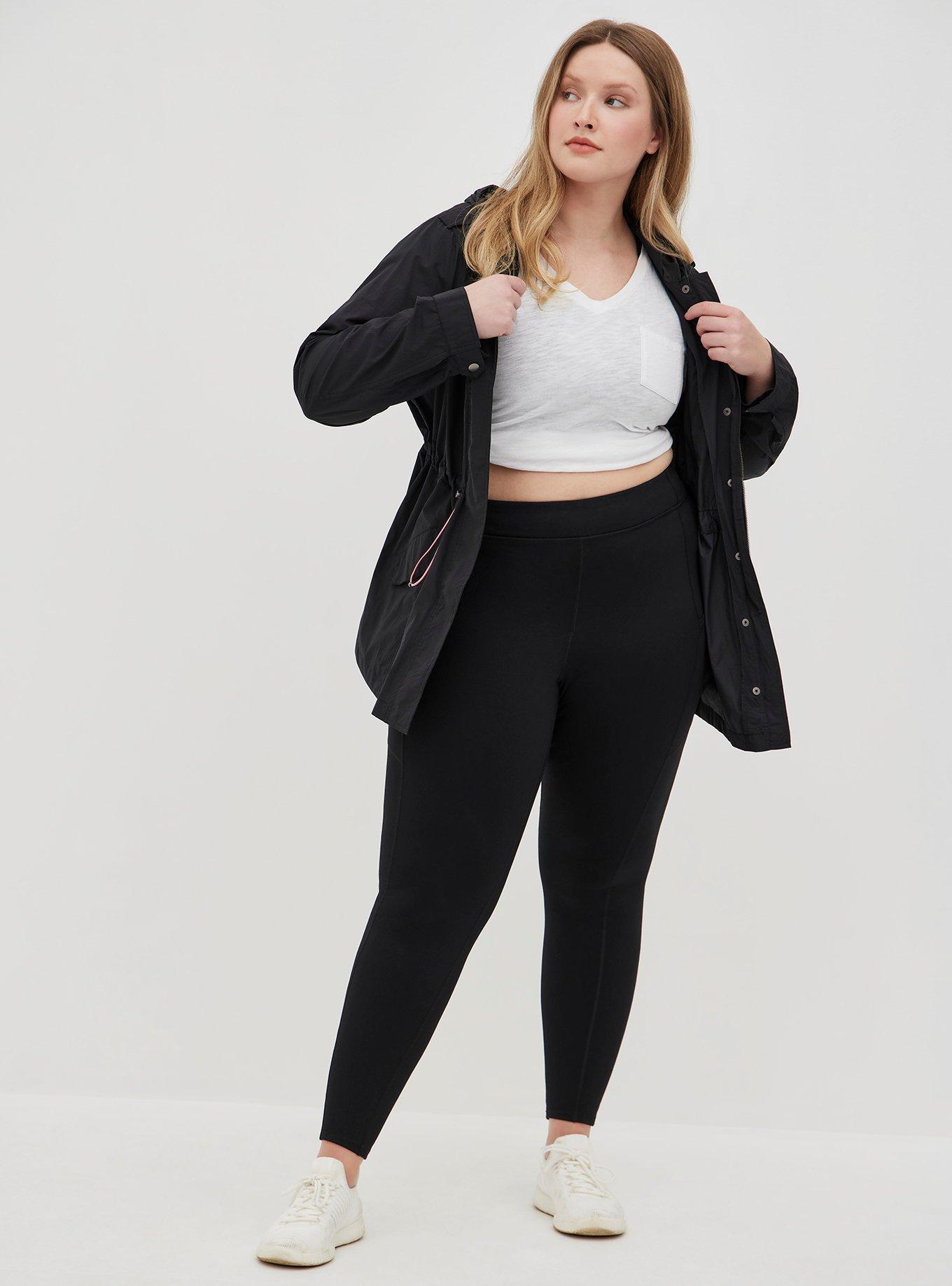 Plus Size Lightweight Rain Jacket - Nylon Black, DEEP BLACK, hi-res