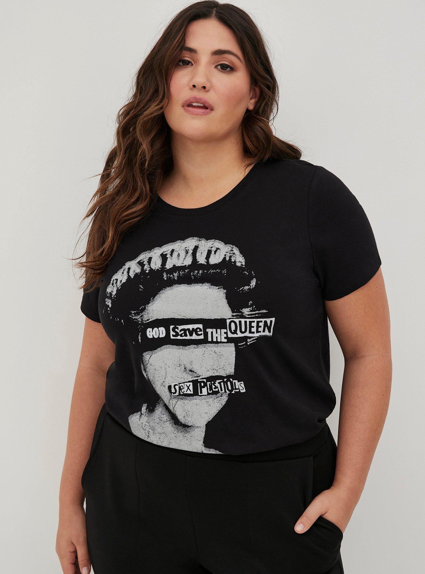Plus Size - Classic Fit Tunic Tee - Sex Pistols Queen Black - Torrid