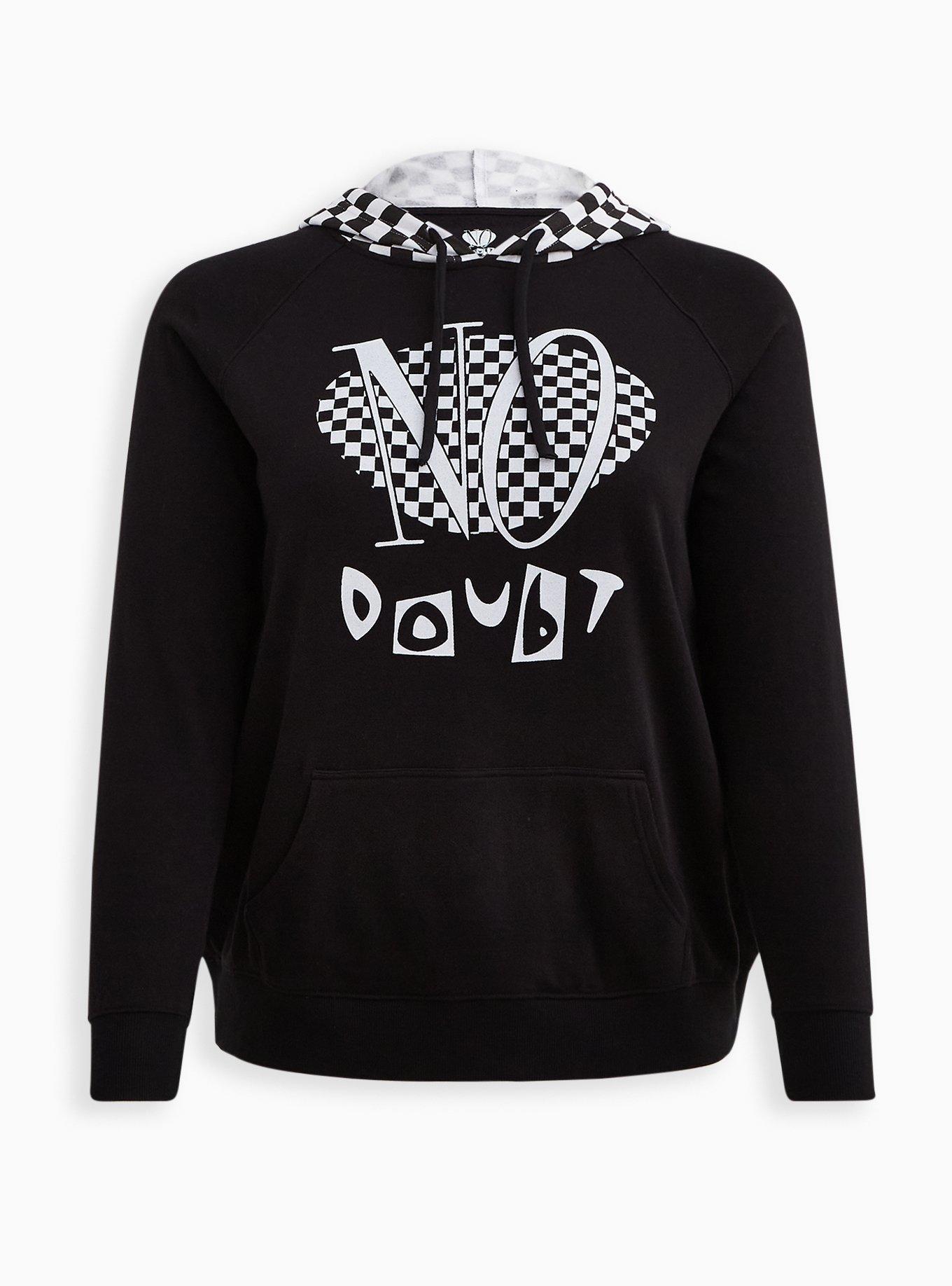 Plus Size - Pullover Hoodie - Cozy Fleece No Doubt Check Black