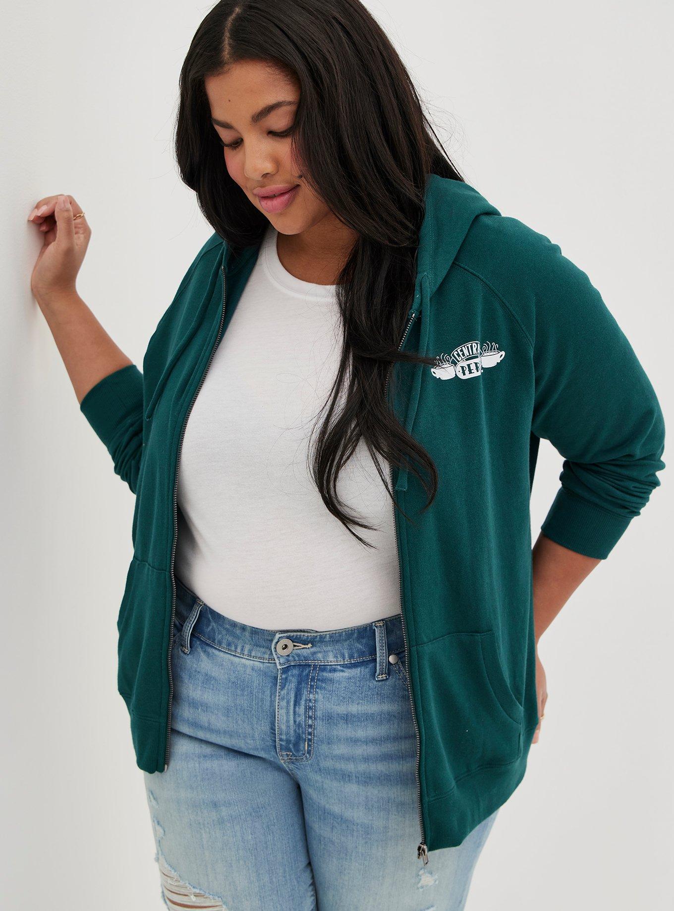 Plus Size Zip Hoodie - Cozy Fleece Friends Green, GREEN, alternate