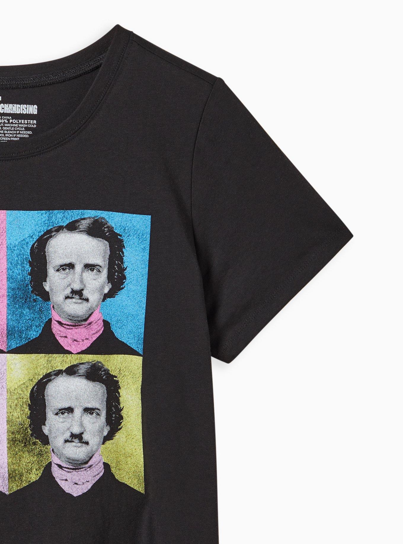 Plus Size Classic Fit Crew Tee - Cotton Edgar Allan Poe Pop Art Black, DEEP BLACK, alternate