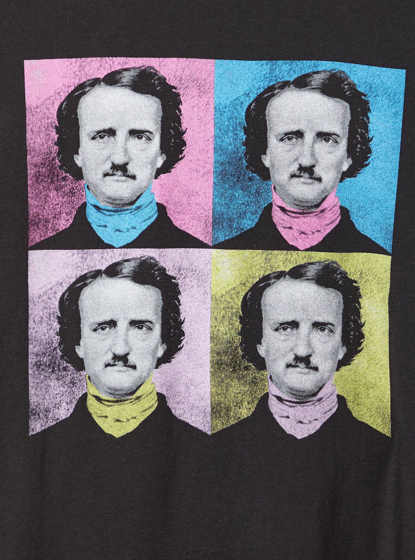 Plus Size Classic Fit Crew Tee - Cotton Edgar Allan Poe Pop Art Black, DEEP BLACK, alternate