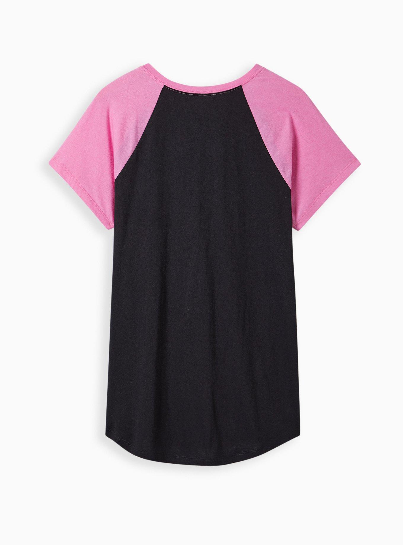 Split-Neck Raglan Tee - Cotton Powerpuff Girls Black & Pink, DEEP BLACK, alternate