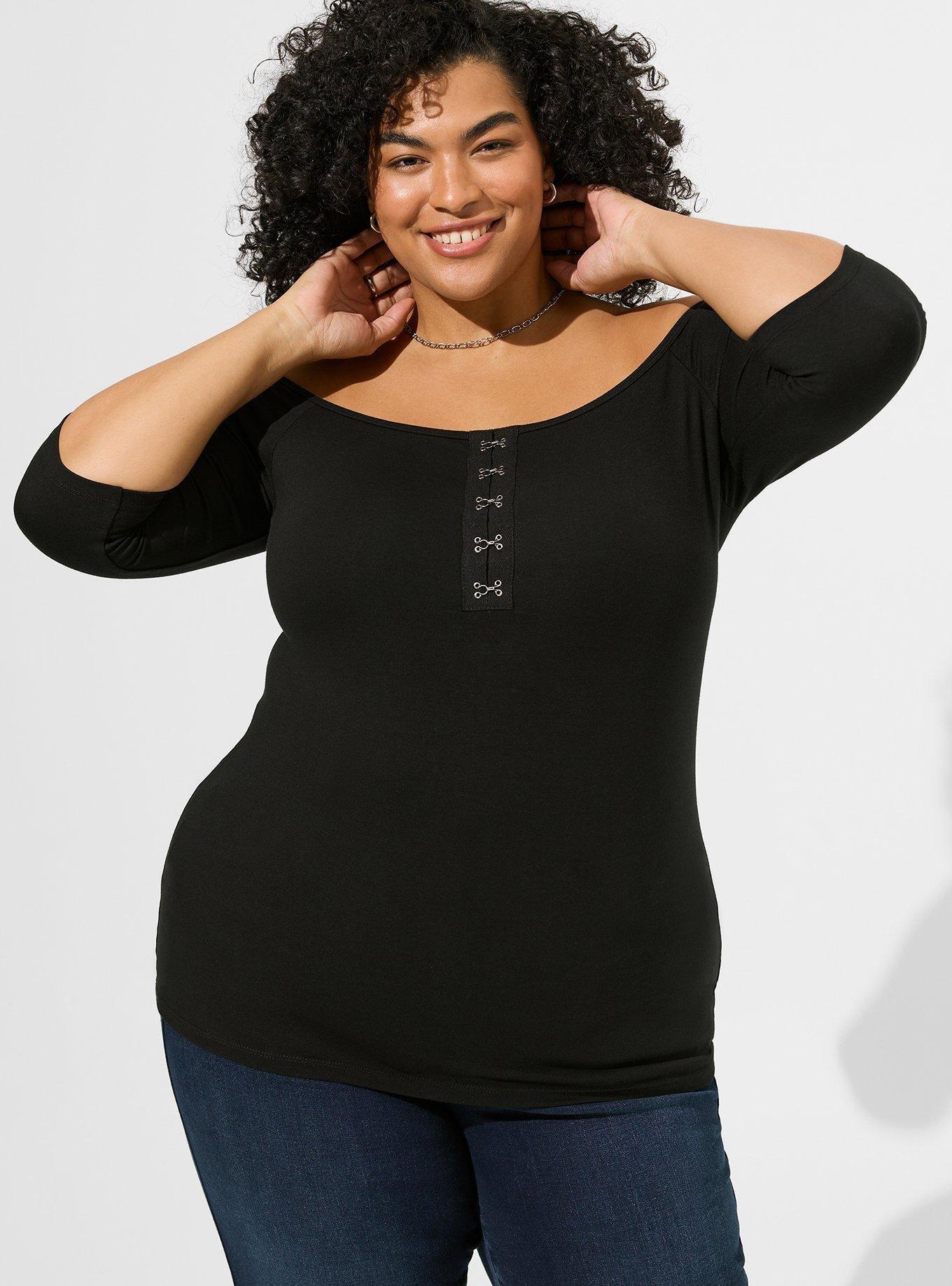 Black off the shoulder plus size top best sale