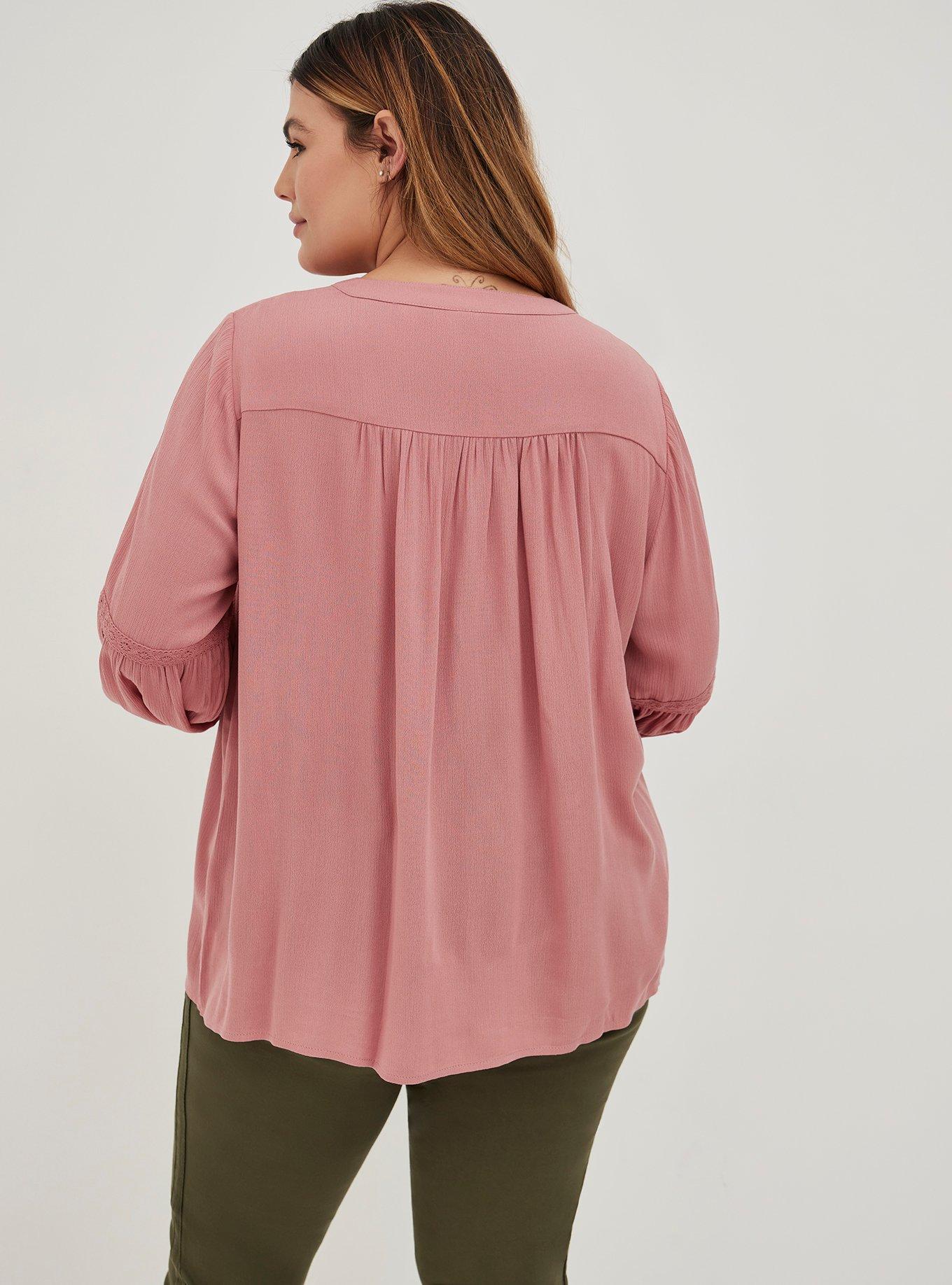 Crinkle Gauze Embroidered Top, DUSTY ROSE, alternate