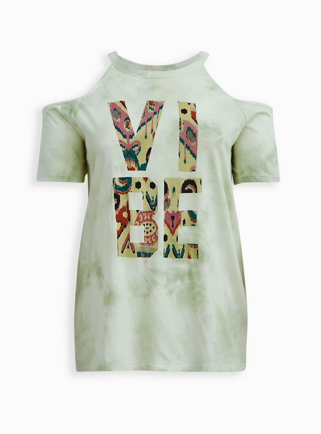 Plus Size Graphic Classic Fit Cotton Cold Shoulder Top, VIBE JADE DYE, hi-res