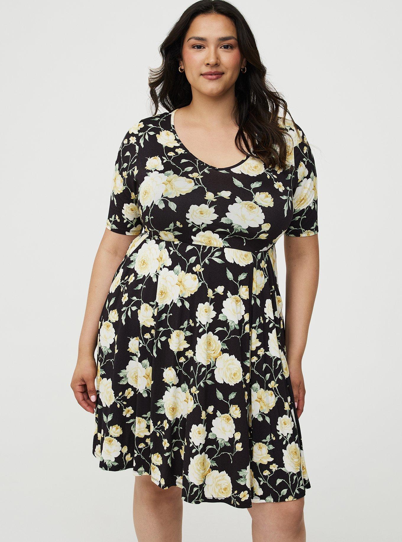 Super Soft Skater Mini Dress, ROMANCE FLORAL BLACK, alternate