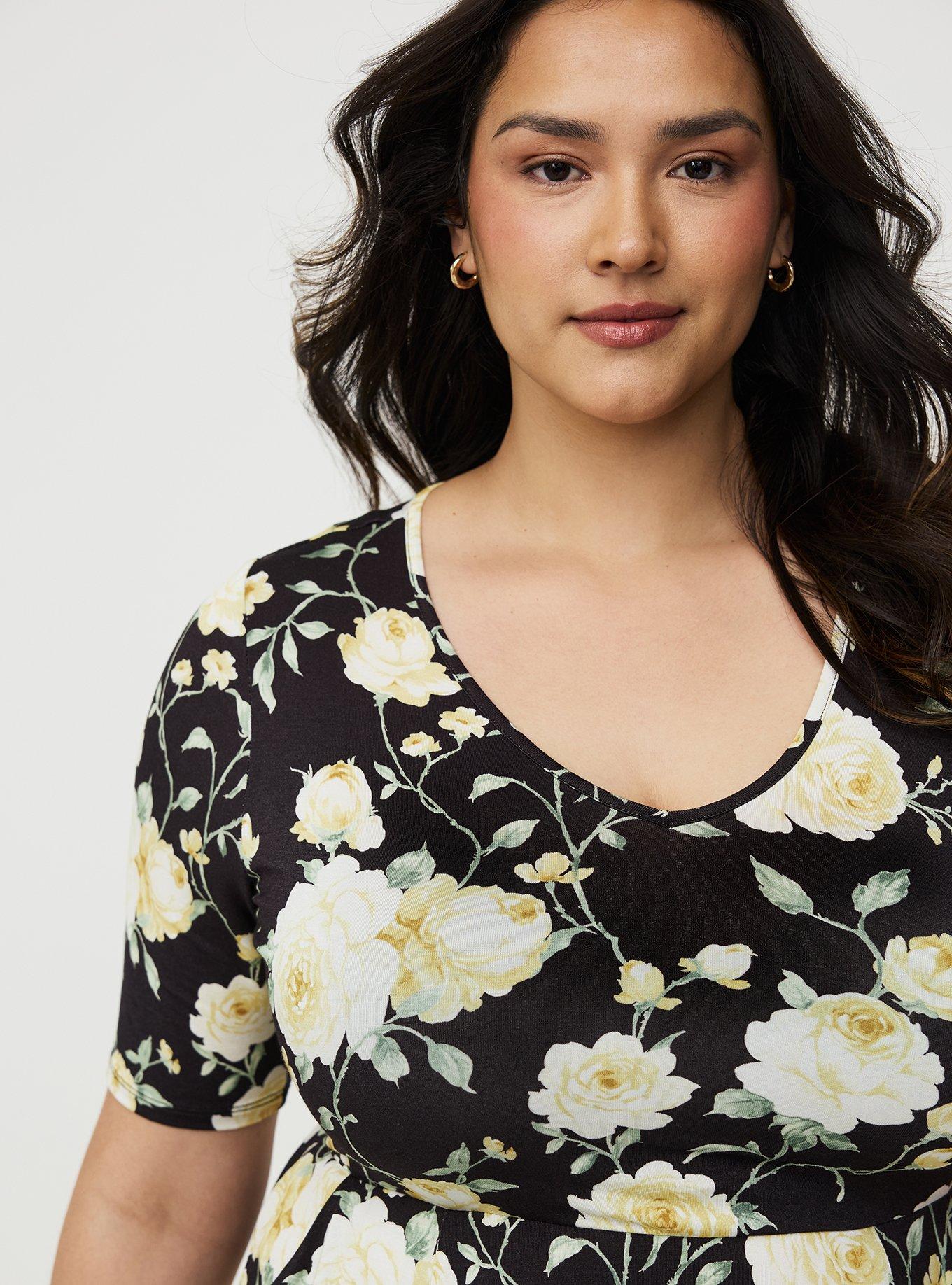 Super Soft Skater Mini Dress, ROMANCE FLORAL BLACK, alternate