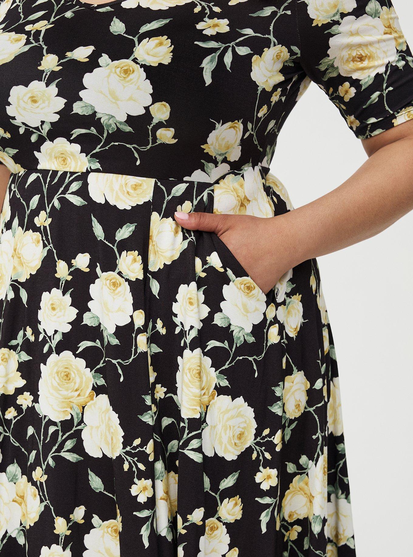 Super Soft Skater Mini Dress, ROMANCE FLORAL BLACK, alternate