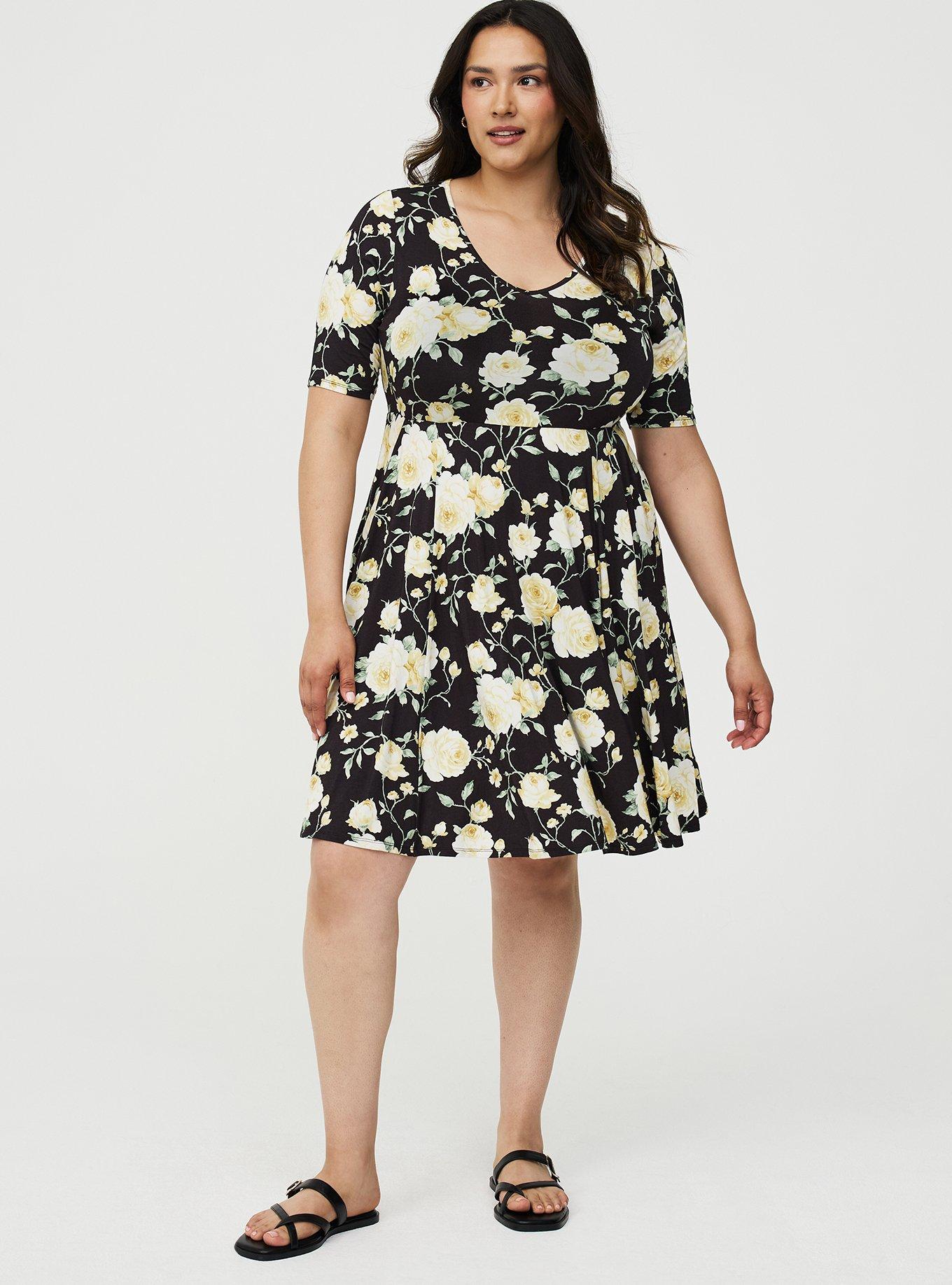 Super Soft Skater Mini Dress, ROMANCE FLORAL BLACK, hi-res